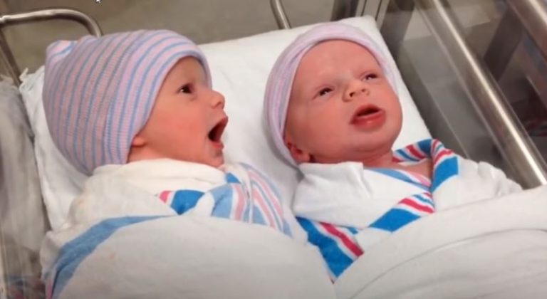 Сердечне відео новонароджених близнюків, які спілкуються один з одним через годину після народження.