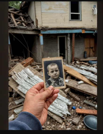 “Un facoltoso imprenditore fa radere al suolo la casa di un anziano e, frugando tra le macerie, trova una foto ingiallita che lo ritrae da bambino.”