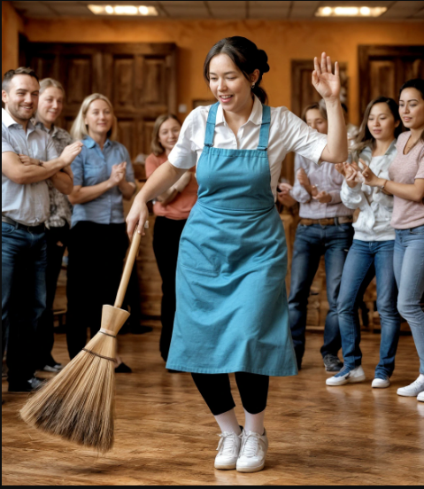 Avevano invitato la donna delle pulizie a fare un giro di danza, convinti di giocare soltanto. Ma alla sua prima piroetta, la sala si zittì di colpo, come se a tutti fosse mancato l’aria per un istante.