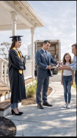 Dopo la laurea, ho messo al sicuro — in silenzio — il milione di dollari lasciatomi dai nonni, trasferendolo in un trust. La settimana scorsa si sono presentati i miei genitori insieme a mia sorella: con un sorriso trionfante, uno di loro ha annunciato: «Abbiamo intestato la casa a noi: hai tempo fino a venerdì per andartene». Io ho risposto, tranquillo: «Ne riparliamo». Due giorni dopo sono tornati con i traslocatori… ma si sono bloccati di colpo quando hanno visto chi li aspettava sul portico, cartella alla mano.