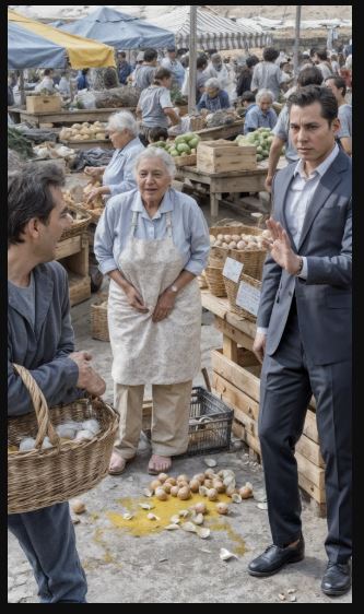 Un’anziana veniva importunata da un prepotente al mercato contadino… finché da un SUV accanto scese uno sconosciuto in completo elegante: e sul posto calò il silenzio.