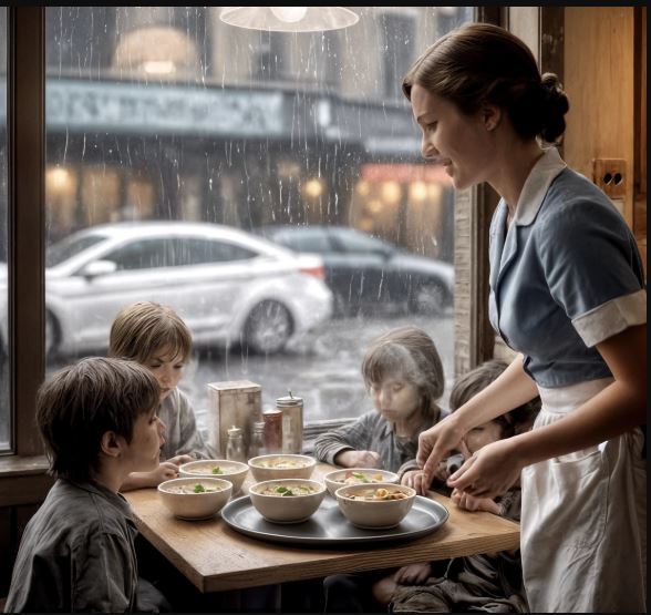 Per quasi dieci anni, una cameriera di provincia ha saldato nell’ombra i pasti di quattro sorelline rimaste sole al mondo, senza chiedere mai nulla in cambio. Dodici anni dopo, in una notte