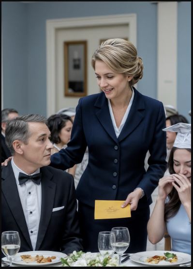 Alla laurea di nostra figlia, mio marito mi ha sussurrato che mi avrebbe lasciata — e io, senza dire una parola, gli ho messo in mano una busta.