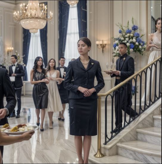 Al gala della facoltà di giurisprudenza di mio figlio mi scambiarono per una cameriera — finché un giudice non prese il microfono e pronunciò il mio nome.  Mi ero preparata con cura, eppure, appena varcata la soglia della sala, capii che per molti lì dentro ero soltanto “fuori posto”. Un sorriso educato, due sguardi rapidi dalla testa ai piedi, e poi quella domanda detta senza nemmeno abbassare la voce:  — Mi scusi… il vassoio? Il servizio inizia tra poco.