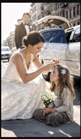 Durante il ricevimento di nozze, una bambina si avvicinò con un mazzetto di margherite chiedendo una moneta… ma la sposa notò qualcosa di inquietante tra i suoi capelli e si pietrificò.