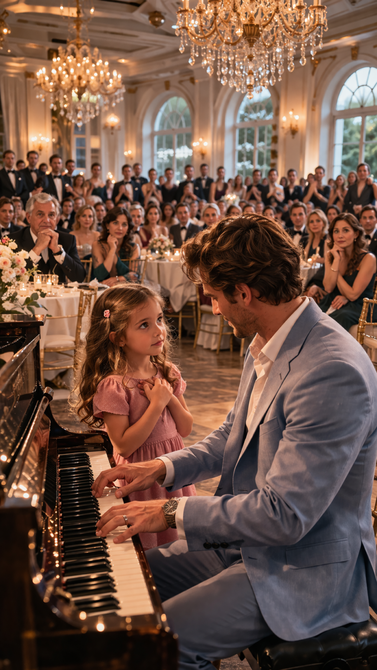 Una bambina scalza dalla cucina entrò nella sontuosa festa di compleanno di un milionario e chiese di suonare il pianoforte — finché la sua melodia cruda e piena d’anima fece calare il silenzio e innescò una catena di verità che nessuno poteva controllare