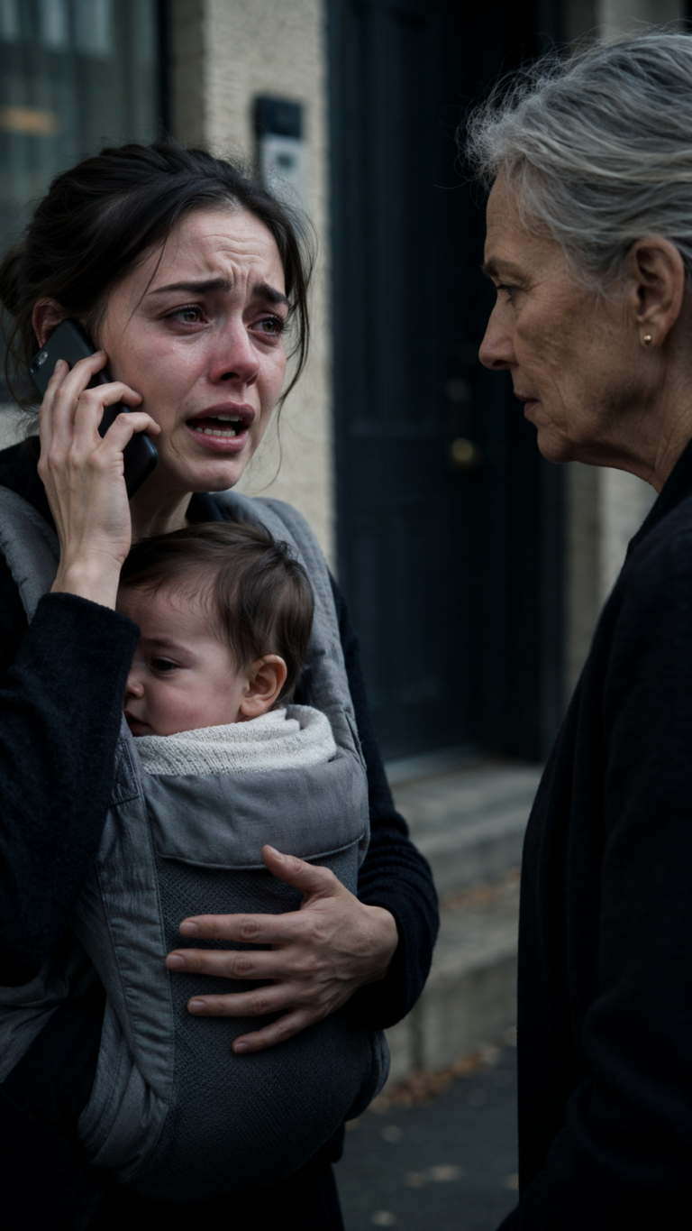Mentre portavo a casa il mio bambino, una vecchia donna mi afferrò il braccio. “Non entrare—chiama tuo padre,” sussurrò. Ma mio padre è morto da otto anni. Eppure, ho chiamato il suo vecchio numero… e quando ha risposto, ciò che ha rivelato mi ha lasciato di ghiaccio.