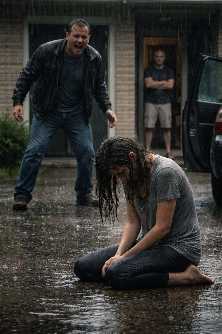 Ho trovato mia figlia sotto la pioggia mentre loro ridevano dentro. Cinque parole hanno posto fine al loro controllo per sempre.