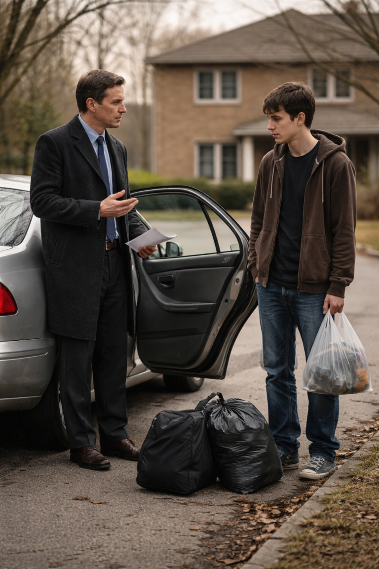 Mio padre mi ha cacciato di casa il giorno del mio diciottesimo compleanno. Una settimana dopo, un uomo in giacca e cravatta mi ha trovato dietro a un ristorante.