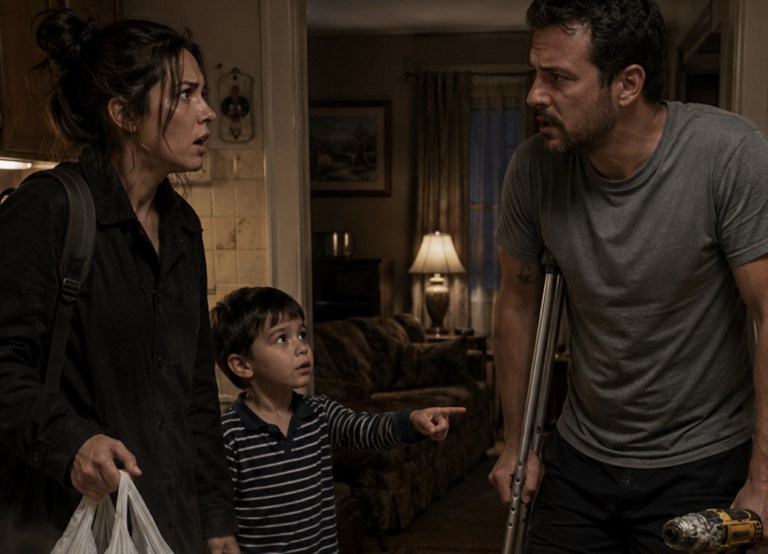 Ho accolto un senzatetto con un tutore alla gamba per una notte perché mio figlio non riusciva a smettere di fissarlo al freddo. La mattina dopo sono andata al lavoro aspettandomi che fosse andato via entro sera. Quando sono tornata esausta, il mio appartamento non sembrava più lo stesso—ripiani puliti, la spazzatura buttata, la porta aggiustata, cibo che sobbolliva sul fornello