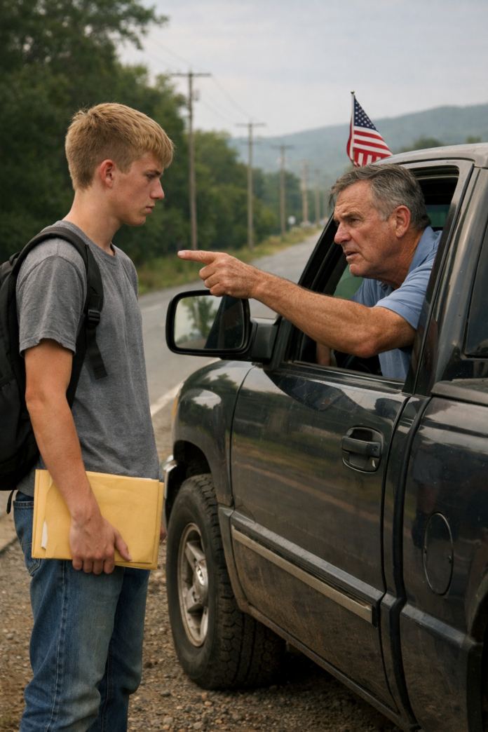 Tense standoff on a rural road