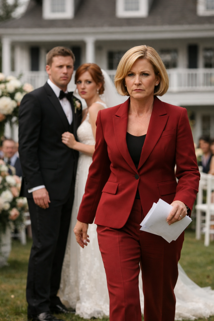 The woman in red at the wedding
