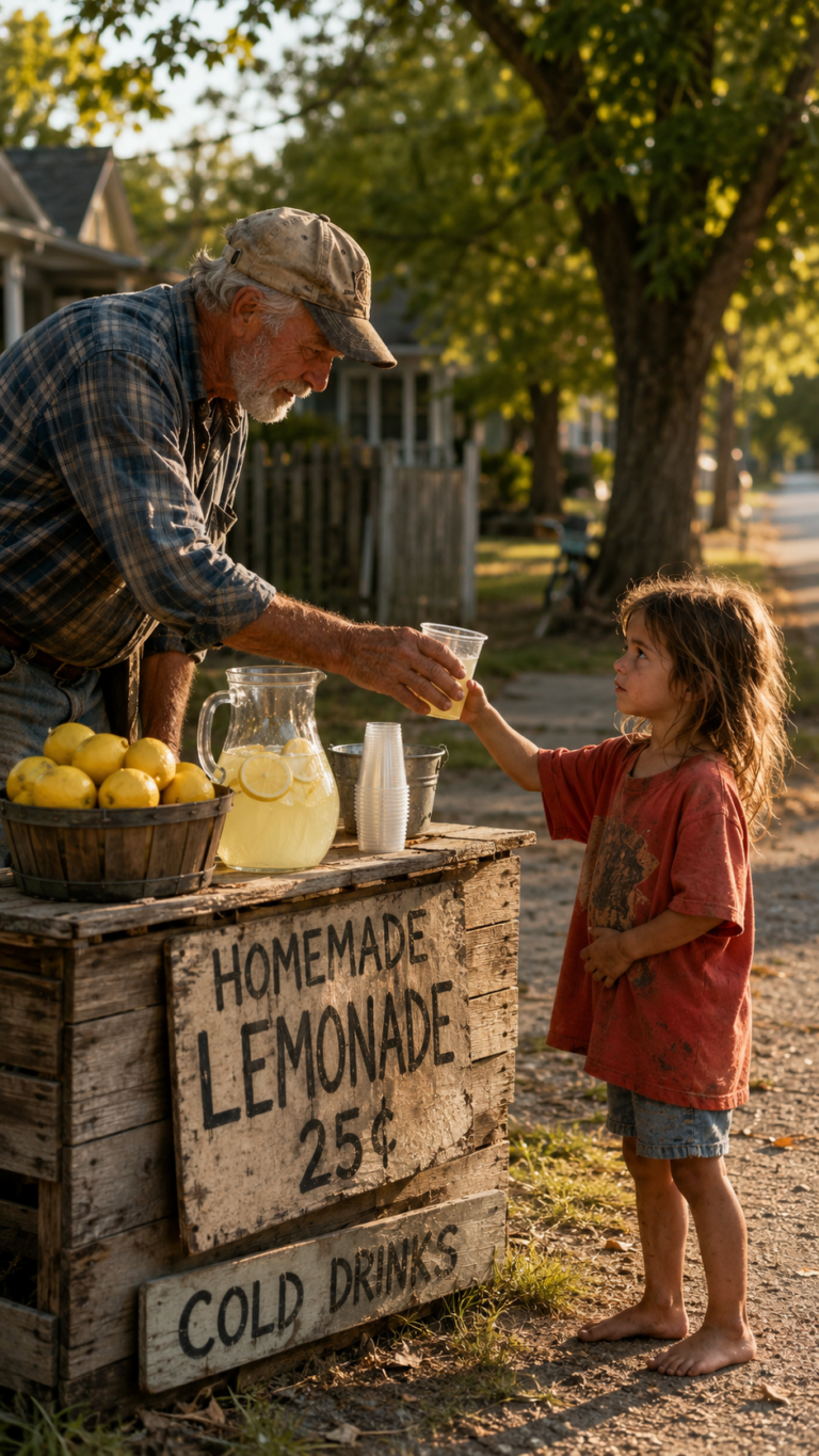 Un gentile venditore offre una limonata a una bambina assetata — anni dopo, lei torna con una fortuna e rivela una verità che gli cambierà la vita per sempre