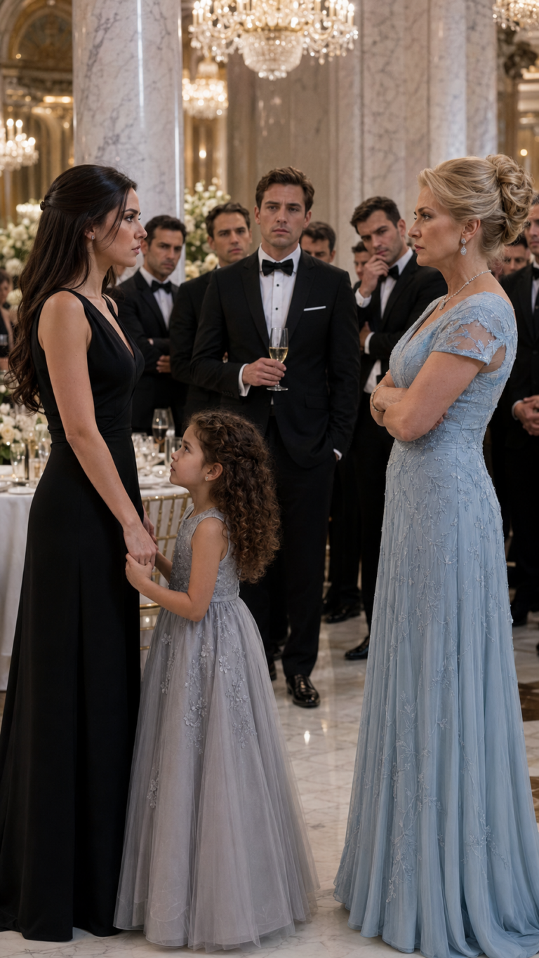 La moglie del CEO mi ha fermato all’ingresso della sala da ballo mentre tenevo la mano di mia figlia di 14 anni e mi ha chiesto se fossi “il personale di servizio” — poi mi ha detto che il personale del catering doveva usare l’ingresso laterale mentre tre dirigenti sogghignavano e mia figlia mi guardava arrossire in volto… L’ho portata a casa in silenzio con anticipo, ma all’alba avevo già convocato una riunione urgente del consiglio di amministrazione, perché non ero la cameriera — ero la proprietaria di maggioranza silenziosa che aveva appena deciso se suo marito meritasse ancora di dirigere la mia azienda