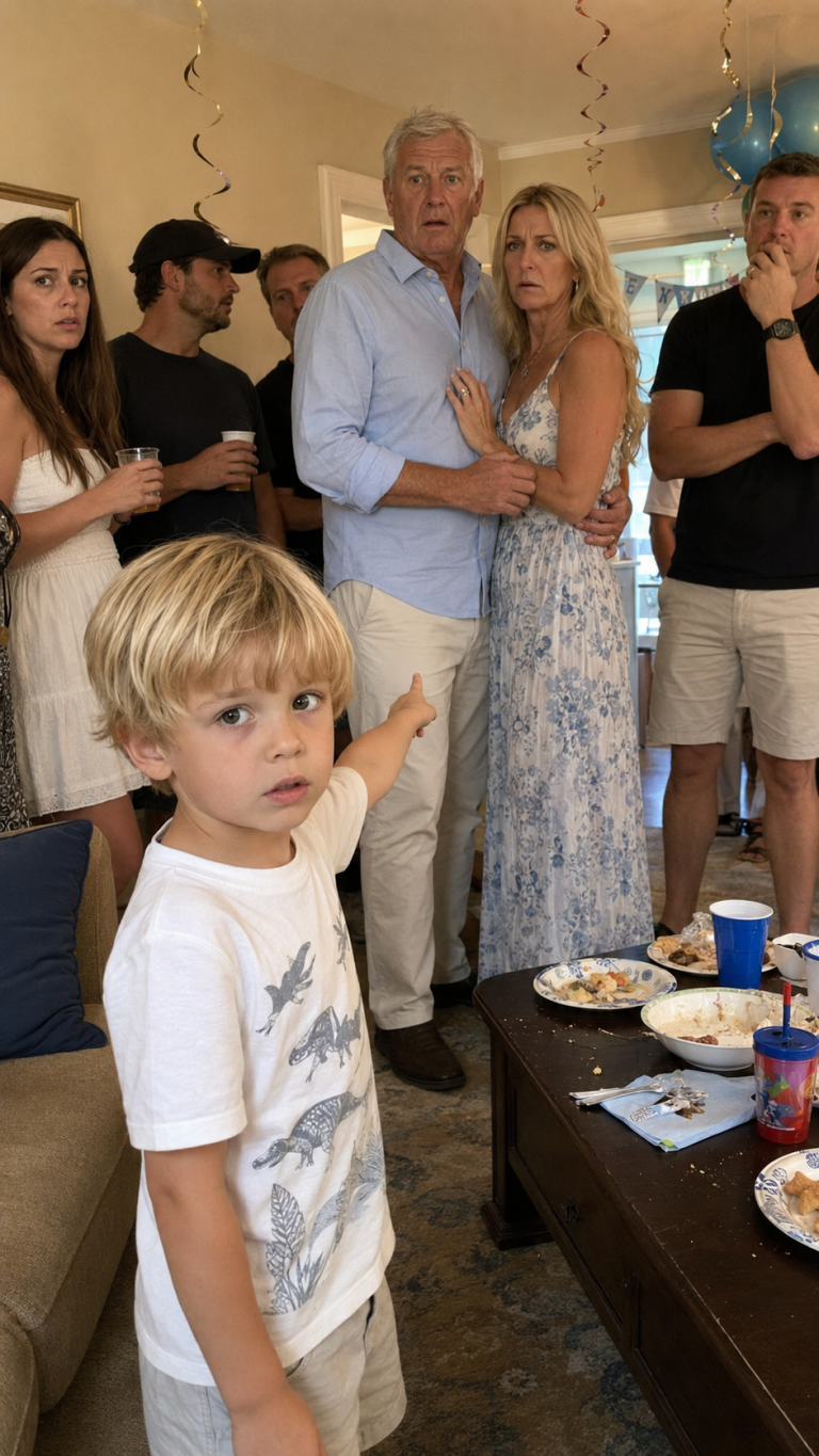 Alla festa di compleanno di mia moglie, mio figlio ha indicato il suo capo e ha detto ad alta voce: “Papà, quello è l’uomo con i bruchi”