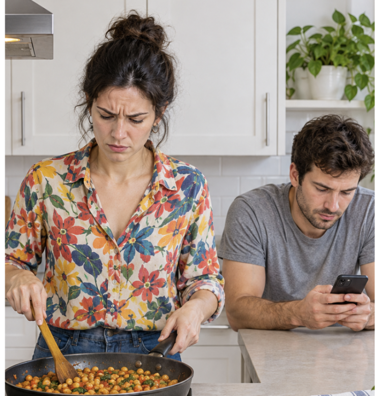 Mentre sua moglie preparava la cena, lui trovò la sua sostituta
